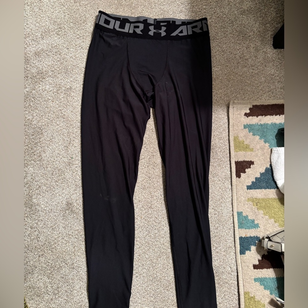 Under Armour Men's Soccer Black Compression Tights with Logo Waistband